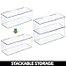 mDesign Plastic Stackable Storage Organizer Box with Hinged Lid - Long Home Office Holder Supply Bin for Note Pads, Gel Pens, Staples, Tape, Highlighters, or Dry Erase Markers, 2 Pack - Clear