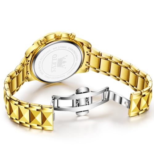 Image of OLEVS Watches for Men Luxury Diamond Casual Large Dial Watches Stainless Steel Waterproof Business Dress Analog Luminous Date Mens Watches
