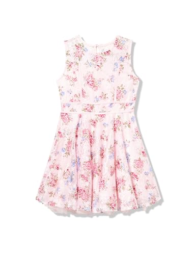 Beautees Girls' Sleeveless Sweetheart Neck Lace Skater Party Dress