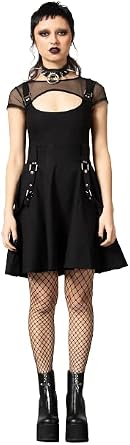Killstar Kounter Kulture Buckle Mesh Goth Punk Emo Flare Skater Dress