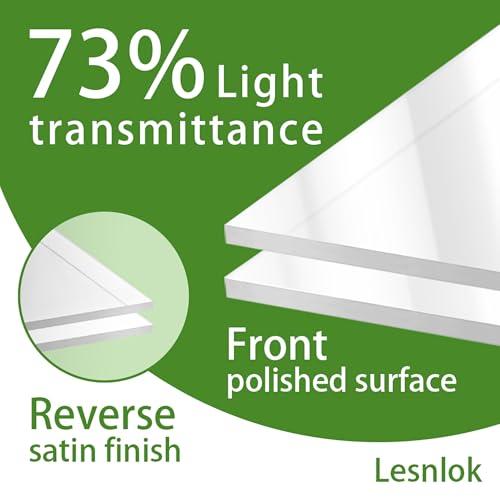 Image of Lesnlok 18 x 24 White Translucent Acrylic Sheet 1 /8 inch Thick 3mm Sone Side Matte Plexiglass Sheet,Transmittance73%, for Decoration, Lighting Fixtures (2, Matte Translucent White, 18 x 24 x 1 /8)