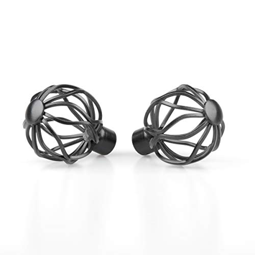 WL.Rocaille 3/4 Inch Curtain Rods Single Window Rod 28-48 Inches, Twisted Cage Finials, Black Drapery Rod (28 to 48 in, Pewter)
