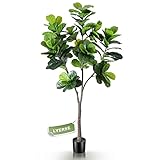LYERSE 6ft Faux Fiddle Leaf Fig Tree Artificial in Plastic Nursery Pot, Faux Ficus Tropical Plants F