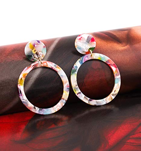 Acrylic For Women Geometry Resin Drop Dangle Earrings Bohemia Tortoise Shell Hoop Earrings Mottled Statement Stud Earrings Fashion Jewelry (Floral) #TOP2