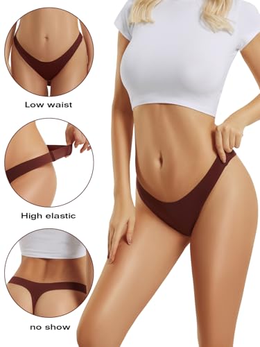 Seamless Thongs for Women, No Show Sexy Womens Underwear Stretch Breathable Comfortable Ladies Panties 6 Pack2