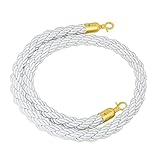 Corde de Barrière de Contrôle des Foules Corde de Barrière de 1,5 M/59,1 Pouces de Long Barrière de Sécurité en Corde avec Crochet Barrière de Contrôle des Foules Blanche - Facile à Connecter et à A