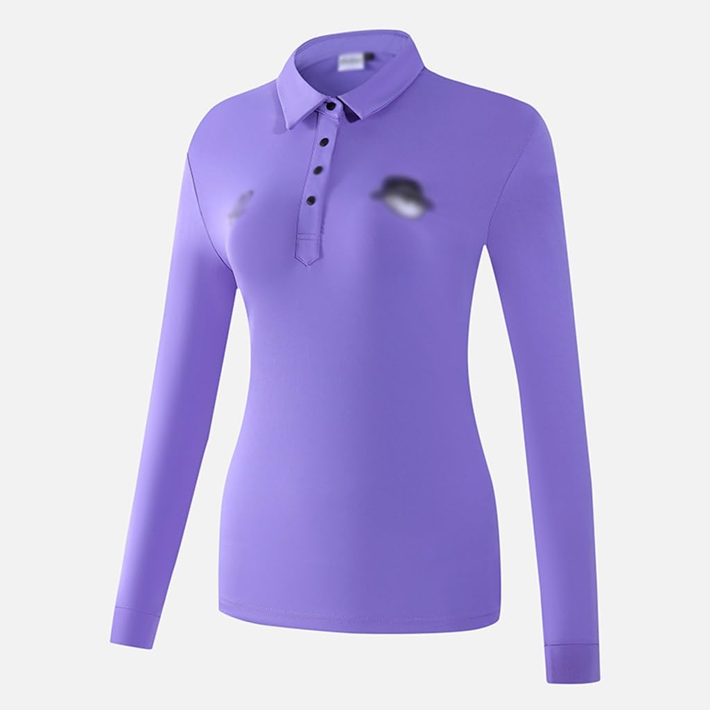 Polos Golf Mujer Dry Fit Manga Larga Tenis Tops Botones Running Workout Athletic Pullover