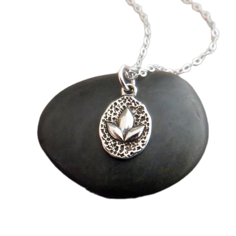Collier lotus en argent sterling 925 LKBEADS avec pendentif bohème rustique L_PN_0475