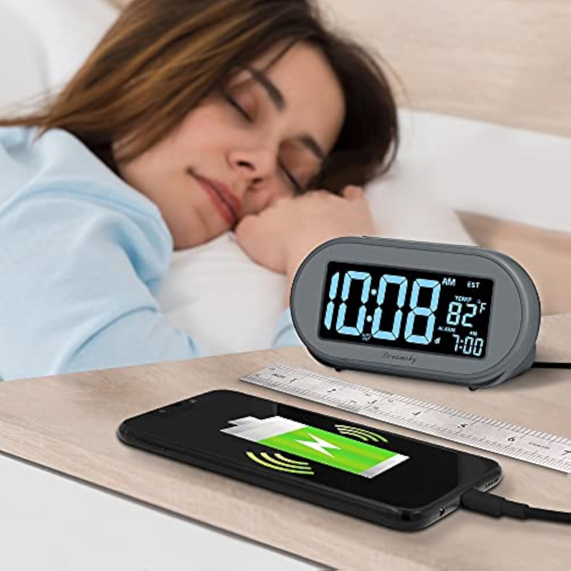 Auto Time Set Alarm Clock with Snooze & Dimmer