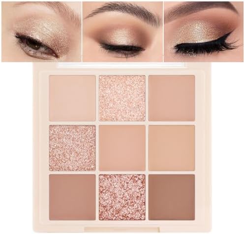 CAKAILA Nude Pink Beige Eyeshadow Palette,Natural Eye Shadow Make Up Pallets for Women,Neutral Small Cream Light Colors Eyeshadow Palette Long Lasting Naturing-Looking,Vegan