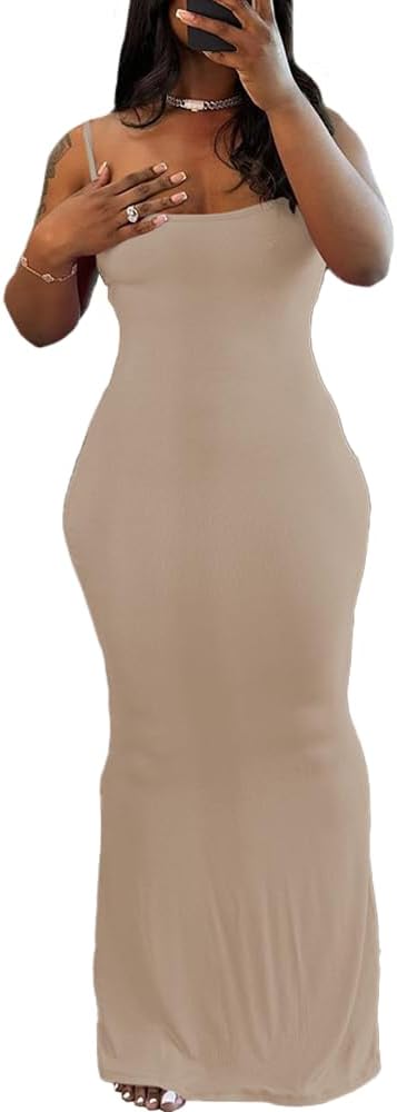 PINSV Women Summer Long Dress Casual Slip Sexy Sleeveless Bodycon Maxi Dresses for Women - Image 4