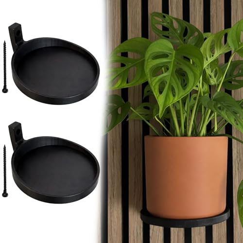 Akustikpaneele Zubehör, 2er Set Wandregal für Pflanzen, Pflanzenträger für Büro und Home Studio, Einfache Montage an Akustikwänden, Stabiles Design für Wandpaneele, Mit Montageschraube