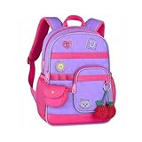 Mochila Juju Teofilo Bolsa Escolar Infantil Feminina com Chaveiro (Lilás)