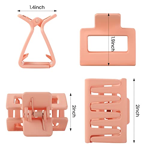 Sheview Small Square Hair Claw Clips 4-Pack, Non-Slip Strong Grip, Neutral Matte Solid Color Hair Claws For Thin, Medium Hair, Women Girls Hair Styling Accessories, Includes Black, White, Khaki, Pink #TOP6