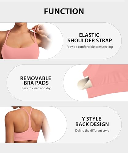 Image of MIRITY Padded Y-Back Sports Bra for Women - Racerback Low ImpactYoga Workout Top with Spaghetti Strap Pack of 3