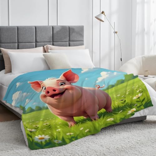 Plaid polaire dessin animé cochonnet mignon chaud et doux