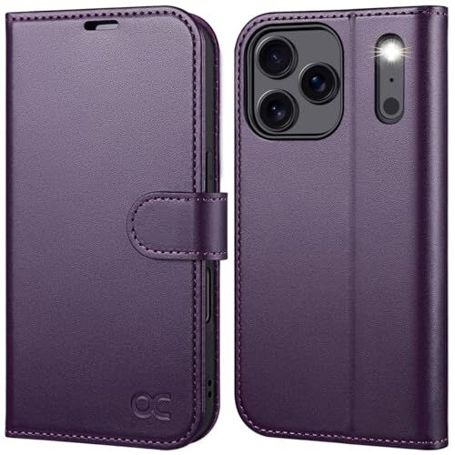 OCASE Case Wallet for iPhone 17 Pro Max 6.9 Inch Phone Cover PU Leather Flip Case with Card Holders RFID Blocking Kickstand Shockproof TPU Inner Shell-Dark Purple by OCASE - Used condition - CA$11.43