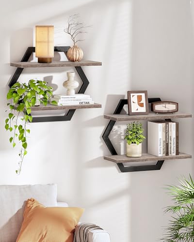 CHOEZON Hexagon Floating Shelves for Wall, Set of 2, 2