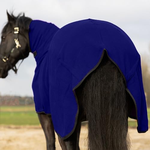 Image of RESISTANCE Fleece Contour Horse Cooler - Anti-Sweat Moisture Wicking, 3 Quick-Grip Neck Closures, Tail Cord, Durable Hemmed Edges, Polar Soft Fleece, Post-Exercise Cool Down