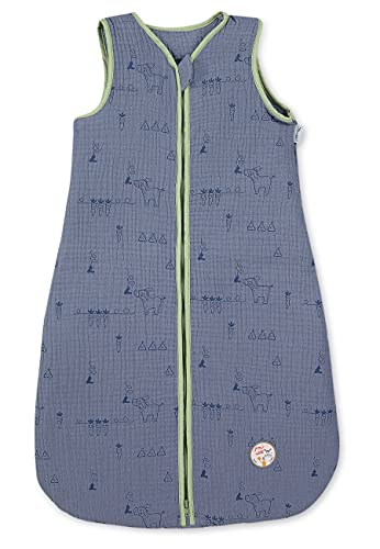 Musselin-Schlafsack 90cm Emmis Garden blau