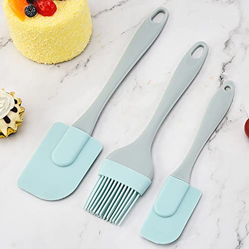 Silicone Spatula Set For Baking, 3 Pcs Rubber Spatula And Brush Set Pancake Spatula Heat Resistant Kitchen Utensils For Cooking Non-Sticky Small Baking Spatula Set Food Grade, Bpa Free (Blue) #TOP1