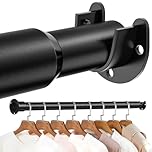 Mavivegue Wardrobe Rails and Fittings, 42cm-142cm Adjustable Clothes Rail, Extendable Wardrobe Rail, Heavy Duty Metal Clothes Rail Pole, Wardrobe Pole for Wardrobes, Windows, Bathroom, Black-56inch