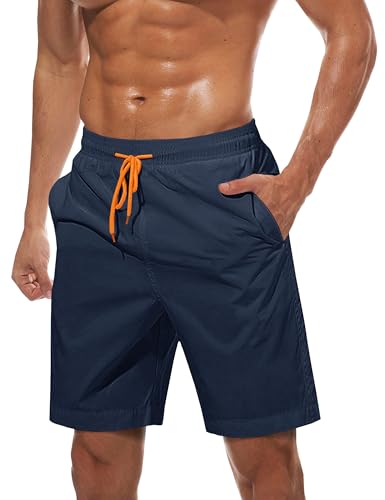 TACVASEN Swim Trunks for Men Waterproof Beach Shorts Lightweight Swimming Trunks Board Shorts Quick Dry Surfing Shorts Mesh Lining Navy Blue