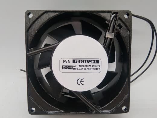 Ventilador de refrigeración 8038 de 220V y 0.07A con dimensiones de 80x38 mm para disipación