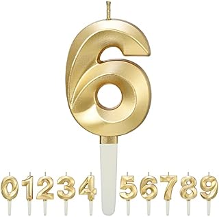 Popuppe Gold Number Candles Birthday Numeral Candles Cake Numeral Candles for Birthday Wedding Anniversary New Year Party Cake Decorations Topper (Gold 0)
