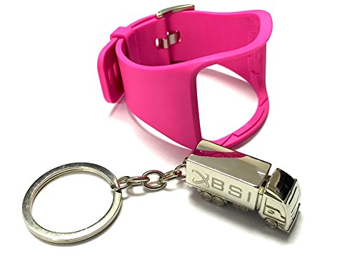 BSI 1pc Pink Replacement Band For Samsung Gear S Smart Watch Smartwatch Wireless + Free Silver Metal Truck Keychain with BSI(TM) LOGO