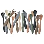 Vital Baby Nourish Perfectly Simple Cutlery, Kid-Safe, Chunky Handles, EarthSmart Biodegradable, Knives, Forks & Spoons for Toddlers & Family Use, 6m+, BPA-Free,15 Pack