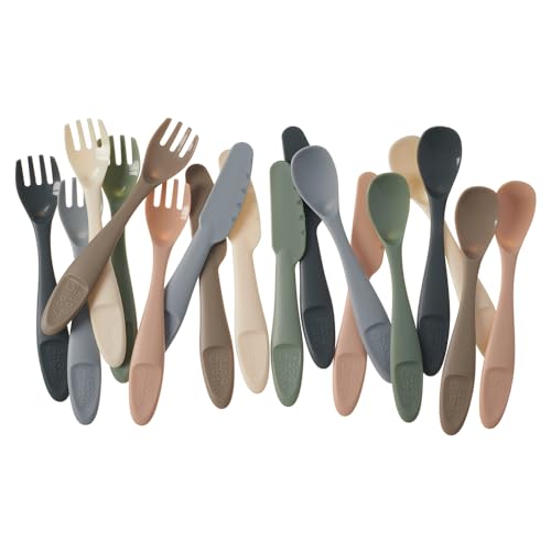 Vital Baby Nourish Perfectly Simple Cutlery Kid-Safe Chunky Handles EarthSmart Biodegradable Knives Forks & Spoons for Toddlers & Family Use 6m+ BPA-Free 15 Pack