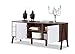 Baxton Studio FP-6780-Walnut/White TV Stand, 18.8LX65.4WX25.78H, White and Walnut