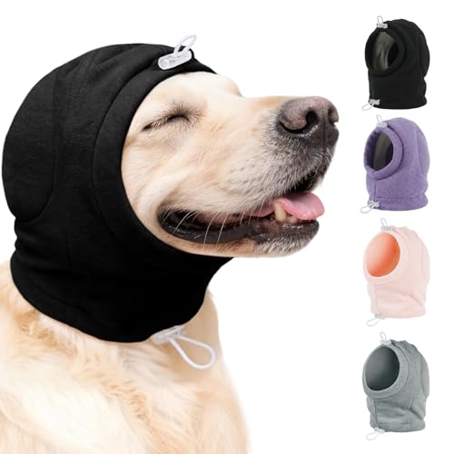 Image of MIGOHI XL Dog Ear Muffs Hematoma with Soft Pad - No Shake Ear Wrap for Dogs, Ear Protection for Dogs Noise Anxiety,Adjustable Dog Head Cover for Separation,Vet Visit,XL,Black