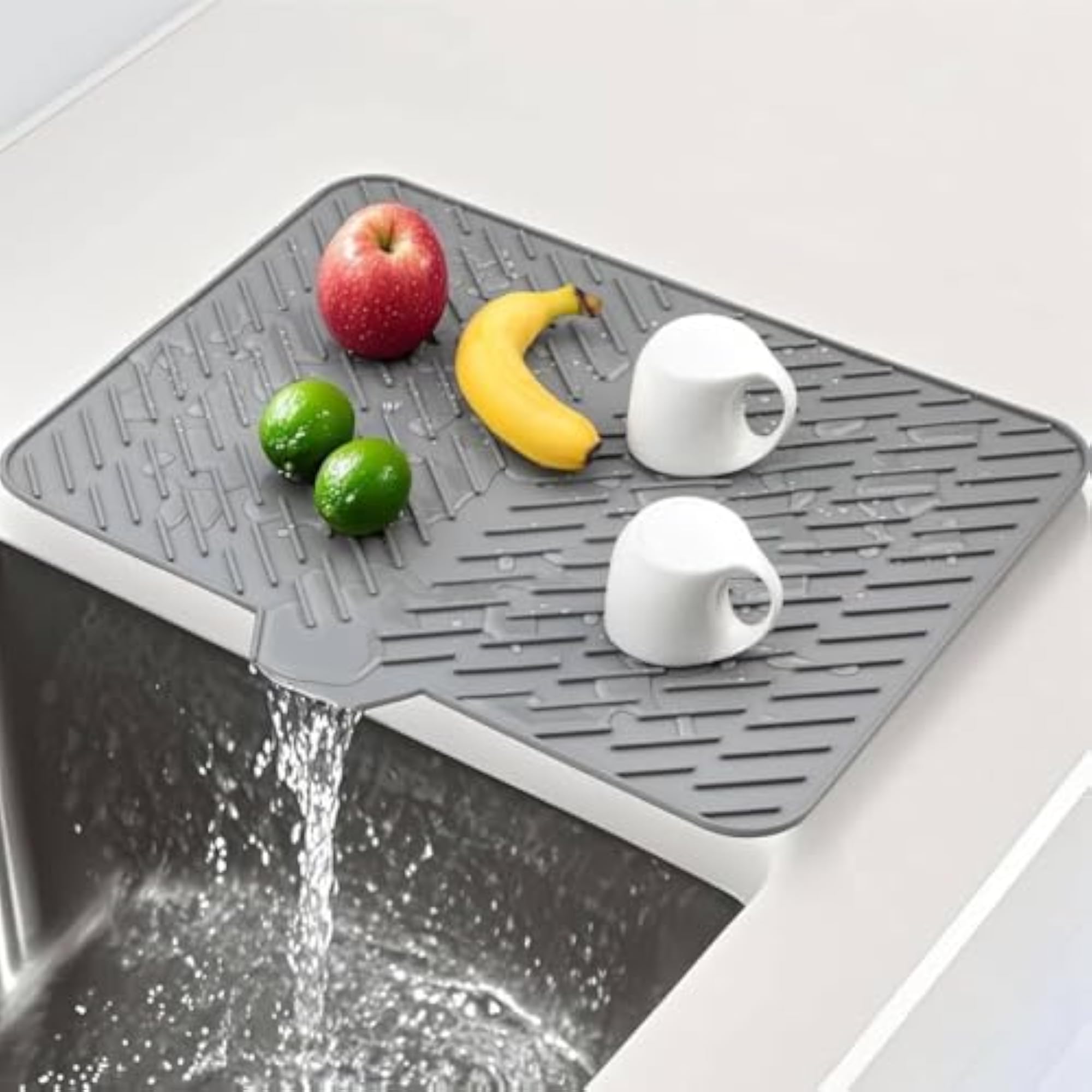 Silicone Dish Drying Mat, Compact & Easy Clean Tray