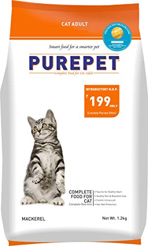 Image of Purepet Chicken & Veg Dry Adult Dog Food, 1.1kg, Buy 1-Get 1 Free & Mackerel Adult Cat Food, 1.2 Kg