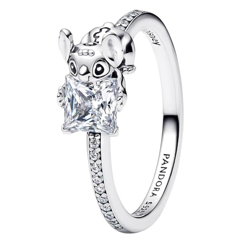 PANDORA Disney Stitch & Stone 193740C01 - Anello da donna, 56/17,8, Argento sterling, Zirconia cubica