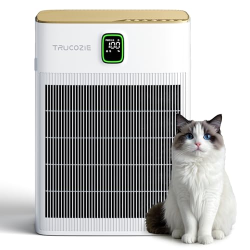 Trucozie T554 Air Purifier for Home Up to 2000 Ft² in 1 Hr with Washable Pre-Filter, Air Purifier for Home Pets with PM 2.5 Air Quality Display, Sleep Mode for Allergies, Dust, Smoke, Grayis