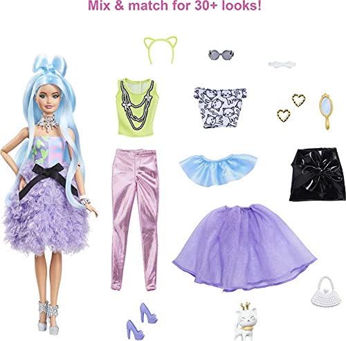 Barbie GYJ69 - Extra Deluxe Puppe mit blauem Haar, Moderad mit 30 Kombinationen, Spielzeug ab 3 Jahren – Bild 4
