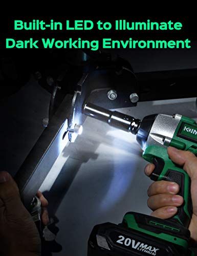 KIMO 20V 1/2 Impact Wrench, Cordless Brushless Impact Wrench Set 250 Ft-lb High Torque 3000 RPM, Li-ion Battery Fast Charger 8 Sockets 3 Extension Bars, Compact Electric Battery Wrench for Car Home