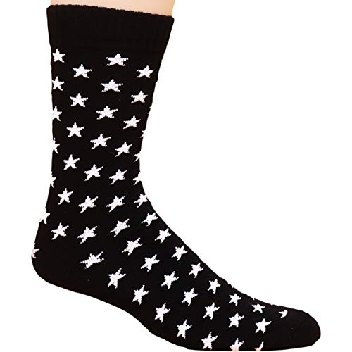 Black and White Super Stars Dress Crew Socks