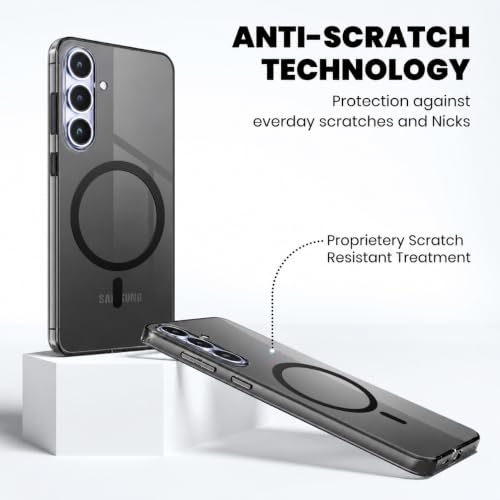 Image of Elzzi Anti Scratch Semi Translucent Cover for Samsung S23 FE Case, Premium PC + TPU Magnetic Phone Cases Drop Proof, Compatible with Magsafe Slim Never Yellowing Shockproof