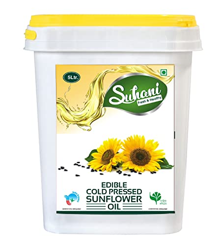 Image of Eywa Seeds & Exports Pvt Ltd Organic Sunflower Oil (5 Liter) Cold Pressed /Wood Pressed Oil|Surajmukhi /Sunflower Kachi Ghani Ka Tel By (Suhani) Eywa