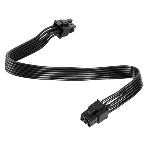 6 Pin PCIE Cable PCIE 6 Pin to 6 Pins GPU Power Supply Cable, 30 cm Universal Male to Male Flat Cord, PVC 6-pins to6-pins Flat Cables for Gaming PSUS, Modular Power Supply (Black)