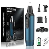 Rasoio per peli del naso da uomo, 3 in 1, per rimuovere peli del naso e per le orecchie, ricaricabile tramite USB, con doppia lama, per uomini e donne, impermeabile, IPX7, facile da pulire