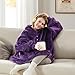 Degrees of Comfort Wearable Blanket Hoodie for Kids, Sherpa Lined Hooded Blankets Sweatshirt with Pockets, Purple, One Size Fits All, 30x28 Inch