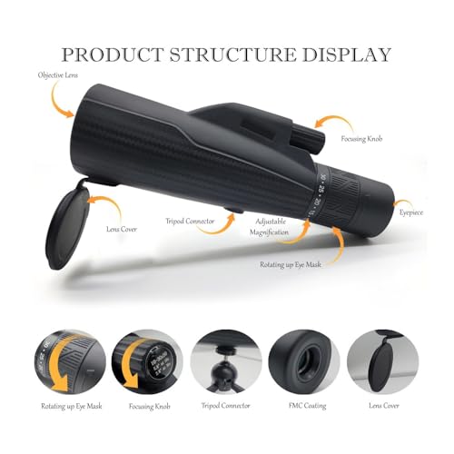 Image of CRULAC Monocular Telescope, 10-30x50 HD High Power, Waterproof Zoom Monocular with Smartphone Adapter, Tripod for Bird Watching, Hiking, Travelling