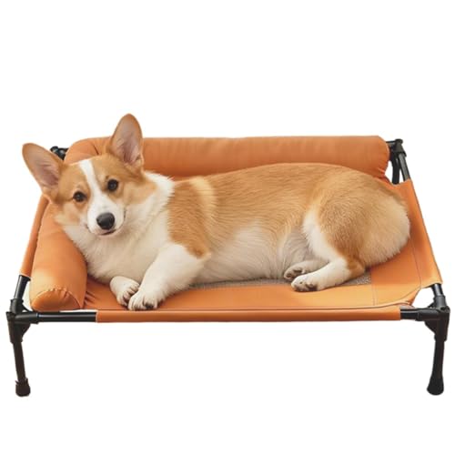 Générique Erhöhtes Hundebett | Atmungsaktives Lounge- Sofa mit rutschfester Unterseite- Hängematte für Hunde mit Nackenrolle, geeignet für Wohnung, Schlafsaal, Terrasse, Balkon, Wohnzimmer