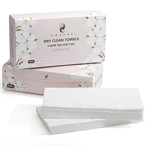 DMBENE Cotton Face Clean Towels, Disposable Makeup Remover Wipes for Sensitive Skin, 100% Organic & Extra Large, 60 count