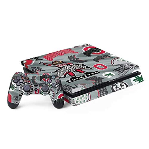 Skinit Decal Gaming Skin Compatible with PS4 Slim Bundle - Officially Licensed Ohio State University Ohio State Pattern Design